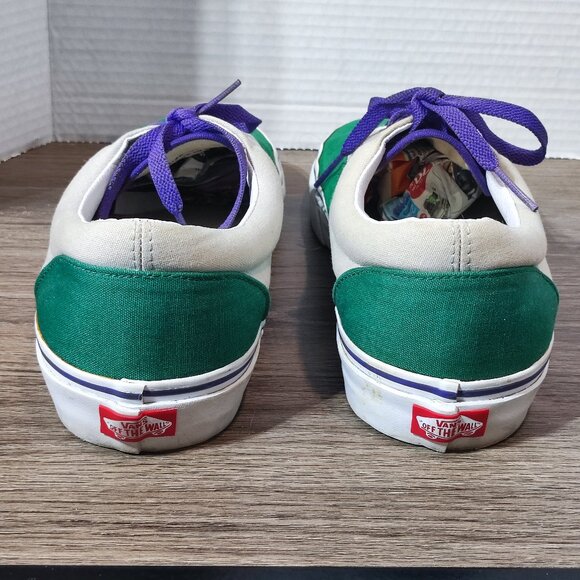 Vans Custom Design Skateboarder Sneakers Men's 11 Green White  Purple  Canvas - Picture 5 of 11